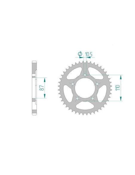 Kit chaine AFAM acier SUZUKI SV 650 S X,Y,K1,K2,K3,K4,K5,K6,K7 pas 525 1999 à 2007