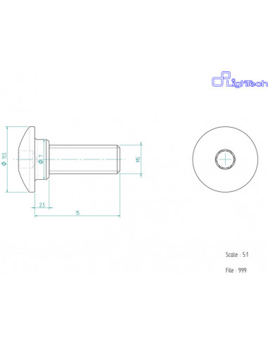 Vis LIGHTECH M5 X 15 Type 999 Ergal or à l'unité