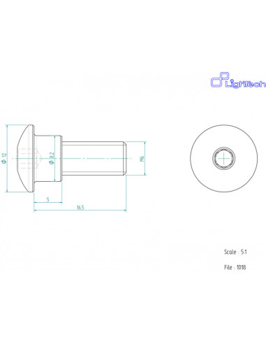 Vis LIGHTECH M6 X 16,5 Type 1018 Ergal or à l'unité