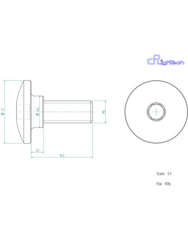 Vis LIGHTECH M6 X 16,5 Type 1016 Ergal or à l'unité