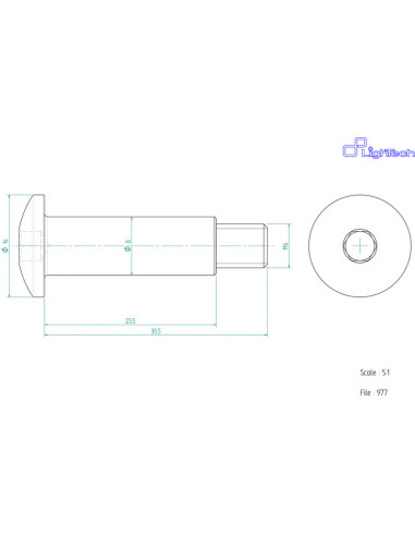 Vis LIGHTECH M6 X 30,5 Type 977 Ergal or à l'unité
