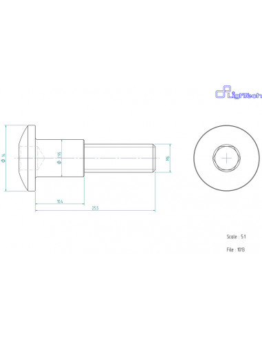 Vis LIGHTECH M6 X 25,5 Type 1013 Ergal or à l'unité