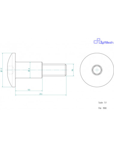 Vis LIGHTECH M6 X 25,5 Type 1008 Ergal argent à l'unité