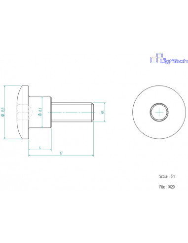 Vis LIGHTECH M5 X 17 Type 1020 Ergal or à l'unité