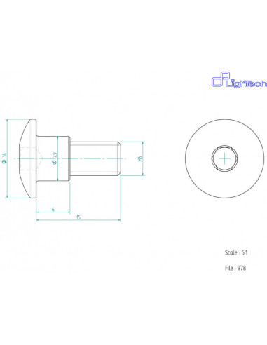 Vis LIGHTECH M6 X 15 Type 978 Ergal or à l'unité