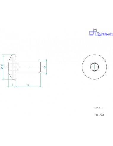 Vis LIGHTECH M5 x 10 Type 1030 Ergal or à l'unité