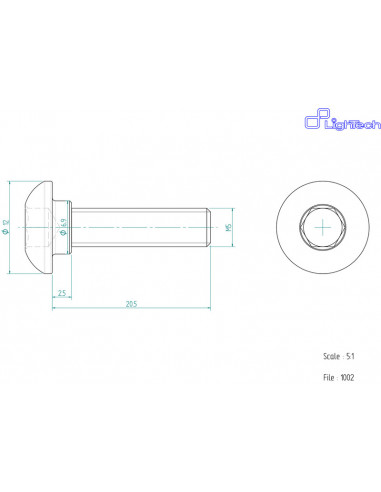 Vis LIGHTECH M5 X 20,5 Type 1002 Ergal or à l'unité