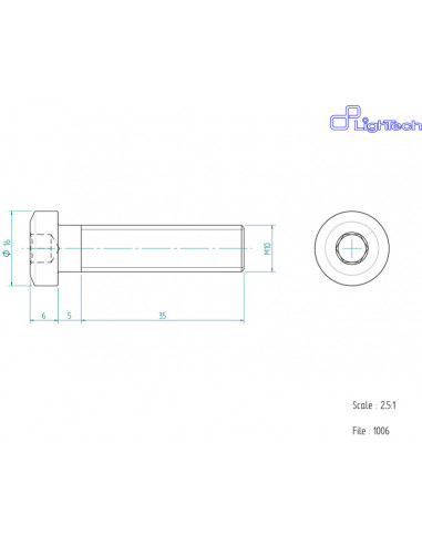 Vis LIGHTECH M10 X 40 Type 1006 Ergal argent à l'unité