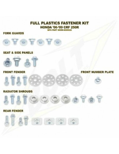 Kit vis complet de plastiques Bolt Honda CR125/250