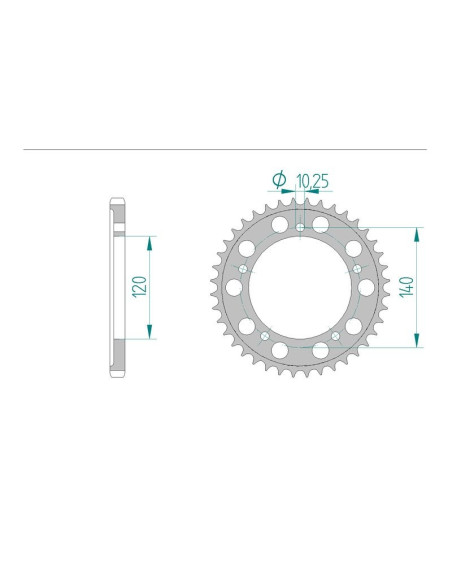 Kit chaine AFAM alu TRIUMPH 600 DAYTONA pas 525 2004 à 2004