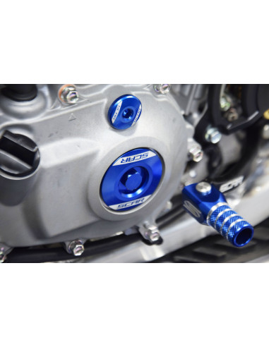 Bouchons carter moteur latéraux SCAR bleu Yamaha