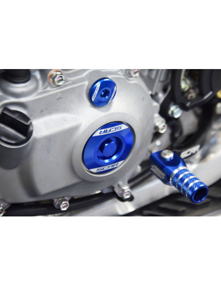 Bouchons carter moteur latéraux SCAR bleu Yamaha
