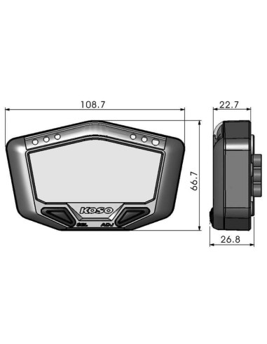 Compteur de vitesse KOSO DB-02 multifonctions noir universel