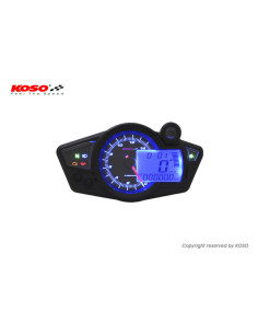 Compteur de vitesse KOSO RX1N+ GP Style II multifonctions fond noir universel 2