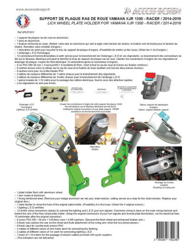 Support de plaque ACCESS DESIGN ''ras de roue''  noir Yamaha XJR1300