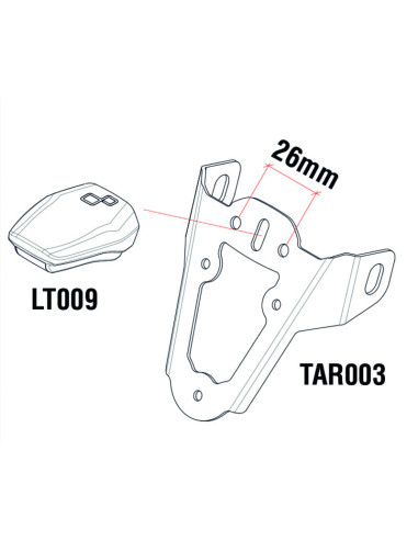 Eclairage de plaque LED LIGHTECH Python couvercle noir entraxe 26mm