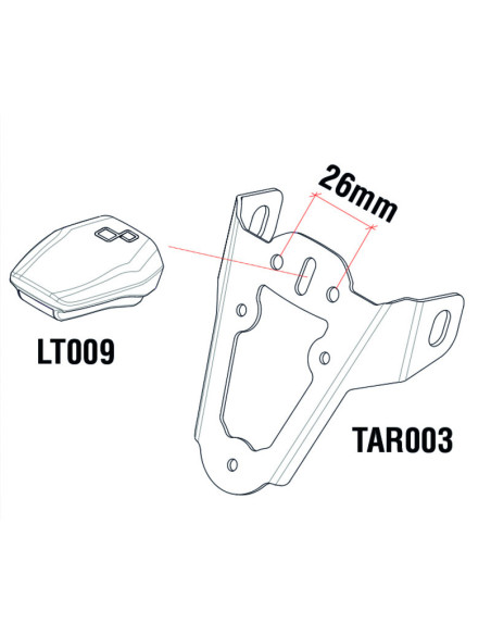 Eclairage de plaque LED LIGHTECH Python couvercle noir entraxe 26mm