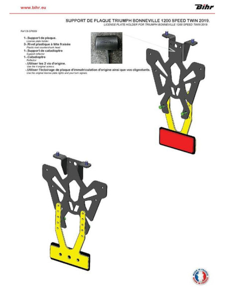 Support de plaque V PARTS noir Triumph 1200 Speed Twin