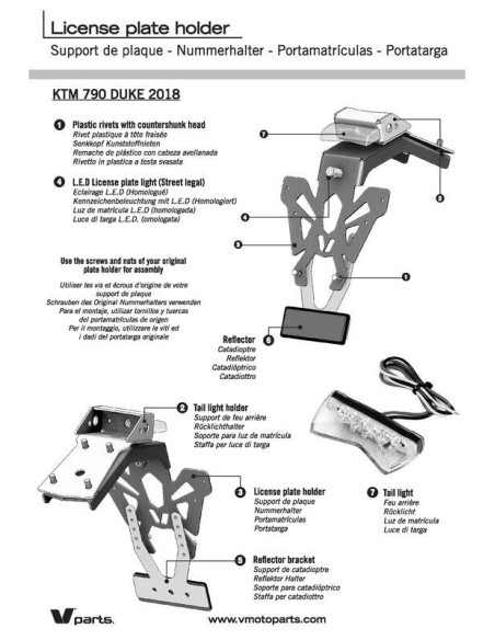 Support de plaque V PARTS noir KTM Duke