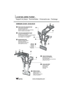 Support de plaque V PARTS noir Kawasaki ZX-6R 2