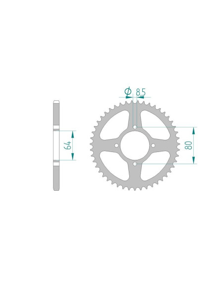 Kit chaine AFAM acier YAMAHA LB 50 CHAPPY 13F pas 420 1980 à 1981