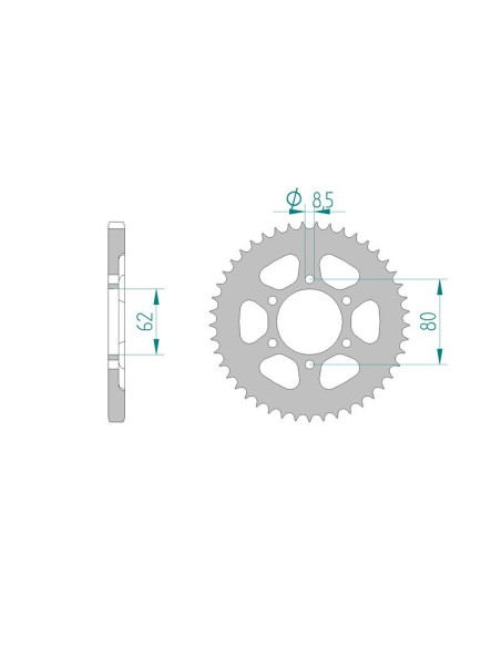 Kit chaine AFAM acier YAMAHA DT 125 E/F AT2/1F9 pas 428 1974 à 1979