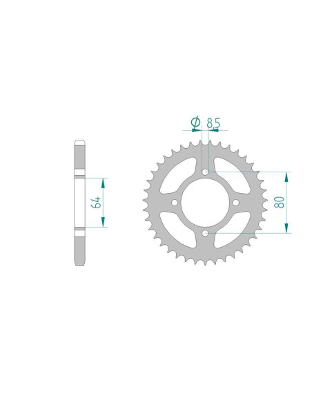 Kit chaine AFAM acier YAMAHA YBR 125 E 3D94 pas 428 2005 à 2006