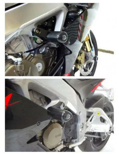 Tampons de protection R&G RACING Aero noir Aprilia RSV4 R/RR/RF/Factory