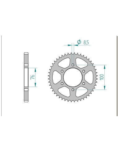 Kit chaine AFAM acier YAMAHA YZF-R 125 5D7F pas 428 2008 à 2018