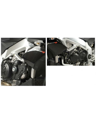 Tampons de protection R&G RACING Aero noir Aprilia Tuono V4/R