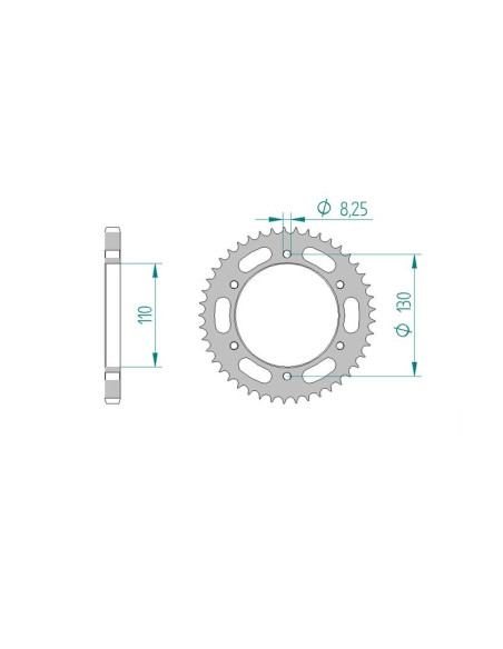 Kit chaine AFAM acier YAMAHA YBR 250 pas 428 2007 à 2008