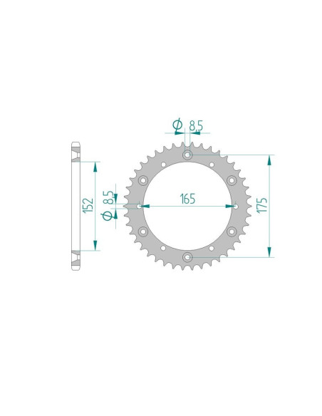 Kit chaine AFAM acier YAMAHA DT 400 MX pas 520 1977 à 1978