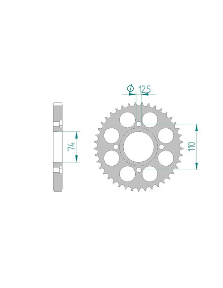 Kit chaine AFAM acier YAMAHA XS 400 2A2/4A3/3N7 pas 530 1978 à 1980
