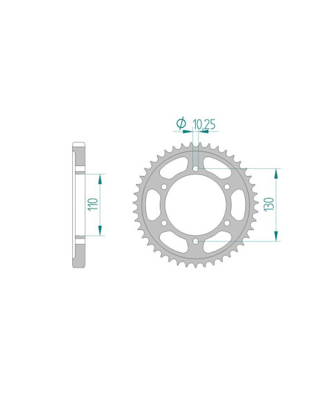 Kit chaine AFAM acier YAMAHA FZ 6 S2 5S pas 530 2007 à 2010