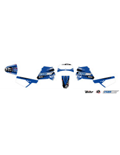 Kit plastiques ART couleur origine bleu avec selle complète noire + kit déco KUTVEK Racer bleu Yamaha PW50 2