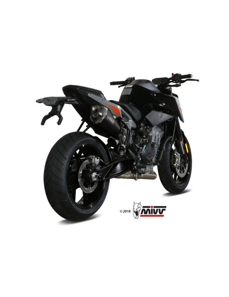 Silencieux MIVV Delta Race inox noir/casquette carbone KTM 790 Duke