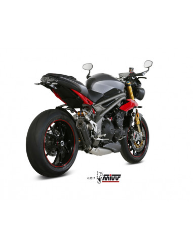 Silencieux MIVV Suono inox noir/casquette carbone Triumph Street Triple 1050