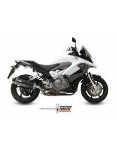 Silencieux MIVV Speed Edge inox brossé noir/casquette carbone Honda VFR800 Crossrunner 2