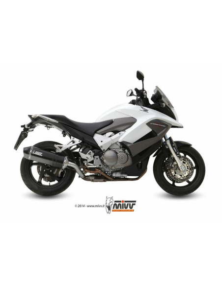 Silencieux MIVV Speed Edge inox brossé noir/casquette carbone Honda VFR800 Crossrunner