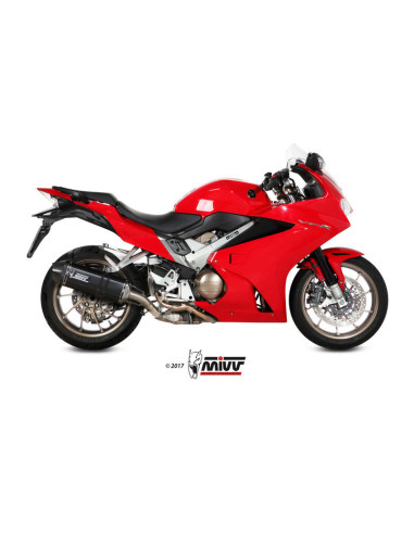Silencieux MIVV Speed Edge inox noir / casquette carbone Honda VFR 800F