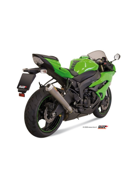 Silencieux MIVV X-Cone Plus inox satiné/casquette alu Kawasaki ZX6R/ZX6RR