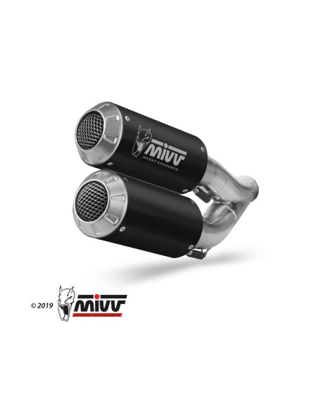 Silencieux double MIVV MK3 Steel Black/casquette inox Honda CB1000R