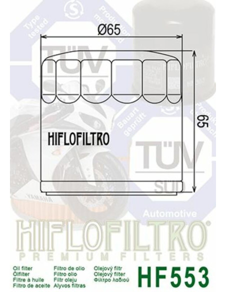 Filtre à huile HIFLOFILTRO - HF553 BENELI