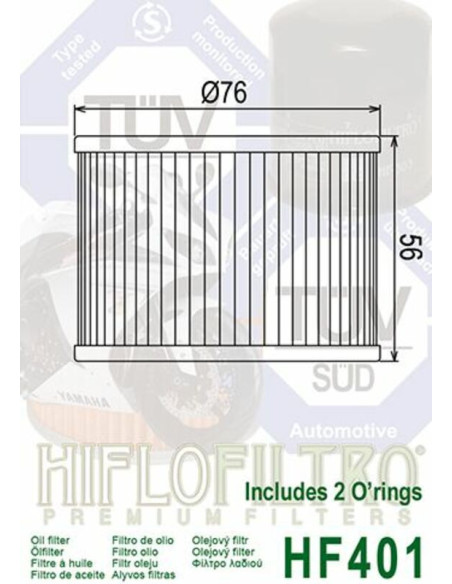 Filtre à huile HIFLOFILTRO - HF401