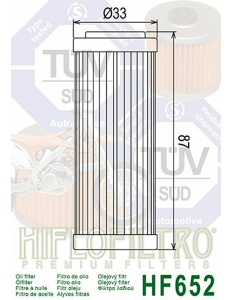 Filtre à huile HIFLOFILTRO - HF652