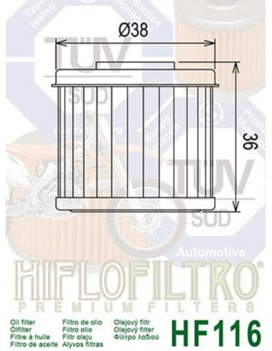 Filtre à huile HIFLOFILTRO - HF116