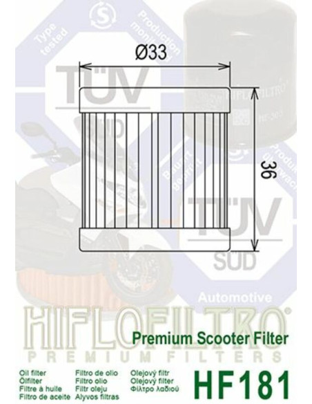 Filtre à huile HIFLOFILTRO - HF182 Piaggio