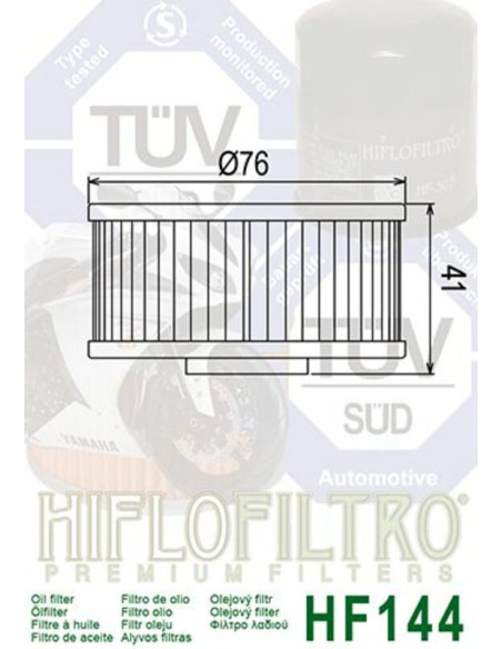 Filtre à huile HIFLOFILTRO - HF144 Yamaha