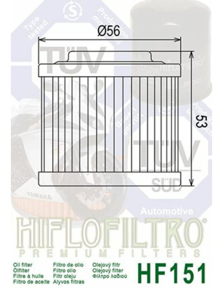 Filtre à huile HIFLOFILTRO - HF151