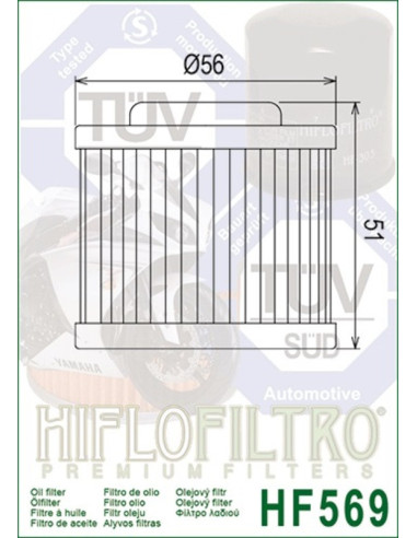 Filtre à huile HIFLOFILTRO - HF569 MV Agusta